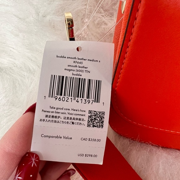 Kate Spade Buddie Smooth Leather Medium Shoulder Crossbody Bag in Magma - Picture 3 of 7